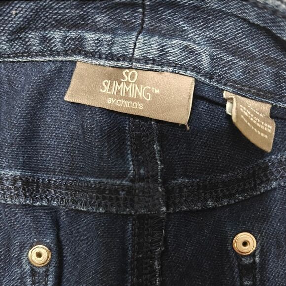 Chico's So Slimming Blue Straight Leg Jeans Classic Style Size L/12 2 - Picture 8 of 8